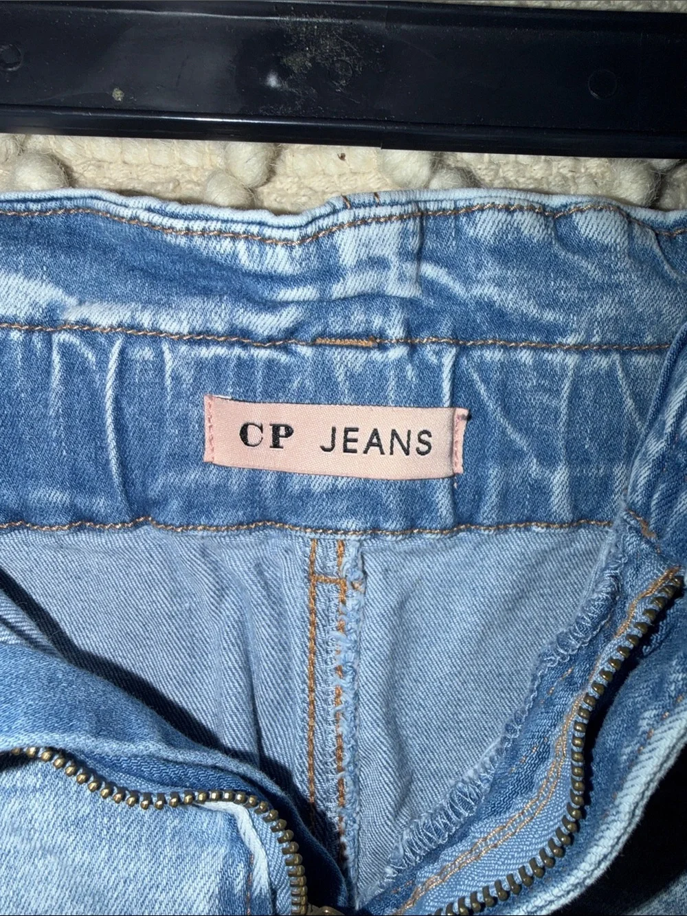 Light Blue Paperbag Waist Denim Shorts